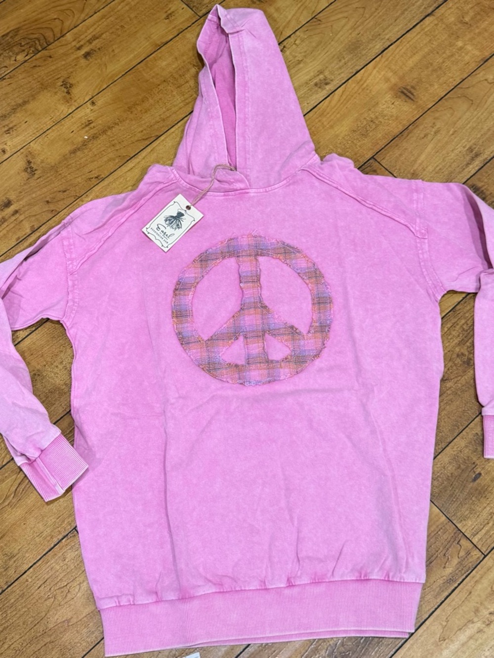 Easel Pink   Peace Sign Women's Hoodie